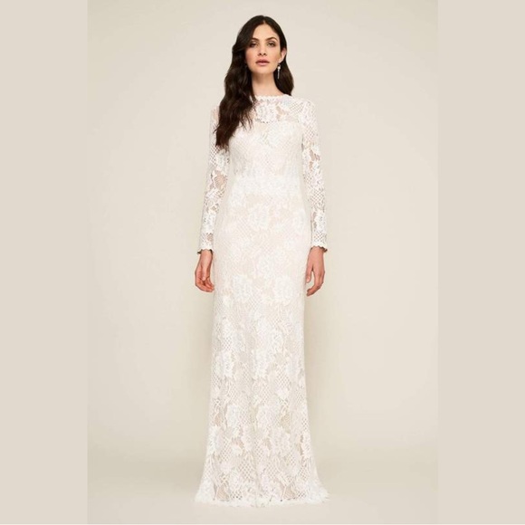 TADASHI SHOJI - LACE LONG-SLEEVE FITTED DRESS